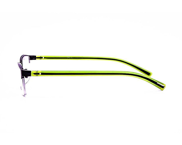 Rectangle Grey Metallic WITH GREEN Half Frame AND8200 - Specsmakers