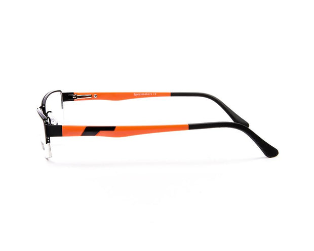 Specsmakers - Unisex Rectangle Half Frame - Black Matt ORANGE - PEC88321 - (LENSES INCLUDED)*