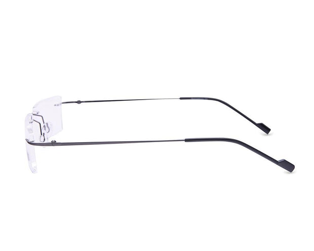 Rectangle Grey Metallic Shine WITH Grey Metallic Rimless Frame - (LENSES INCLUDED)*