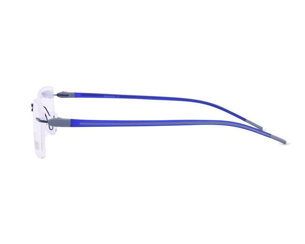 Rectangle Blue Shine WITH DARK Blue Rimless Metal - (LENSES INCLUDED)*