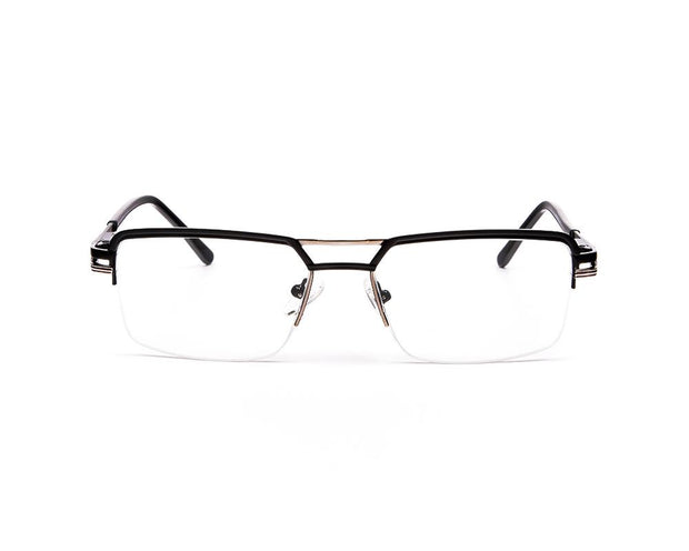 Specsmakers - Unisex DB Rectangle Half Frame - Grey Metallic Shine BLACK - ANF30358 - (LENSES INCLUDED)*