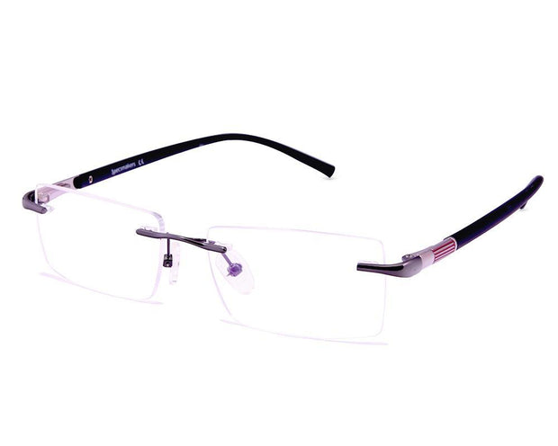 Rectangle Grey Metallic WITH BLACK Rimless AMG1721 - Specsmakers