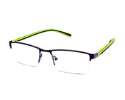 Rectangle Grey Metallic WITH GREEN Half Frame AND8200 - Specsmakers
