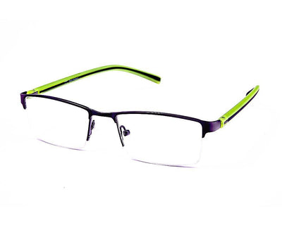 Rectangle Grey Metallic WITH GREEN Half Frame AND8200 - Specsmakers