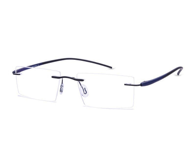 Rectangle Black Matt WITH Blue Rimless Metal - (LENSES INCLUDED)*