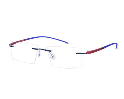 Rectangle Blue Shine WITH Red Rimless Metal - (LENSES INCLUDED)*