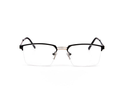 Specsmakers - Unisex DB Rectangle Half Frame - Black Matt SILVER - ANF30348 - (LENSES INCLUDED)*
