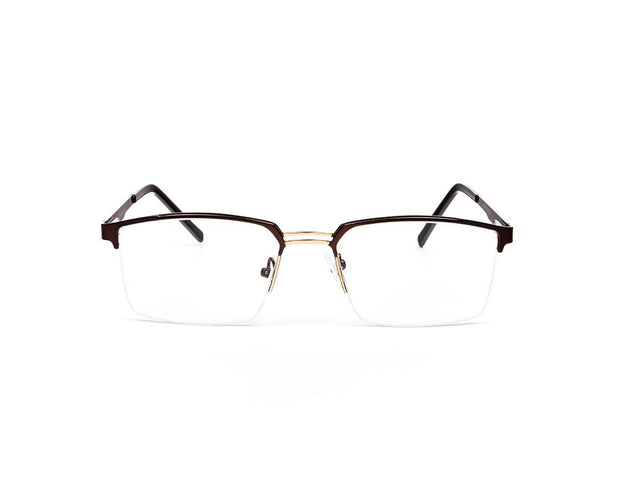 Specsmakers - Unisex DB Rectangle Half Frame - Brown Shine Gold - ANF30348 - (LENSES INCLUDED)*