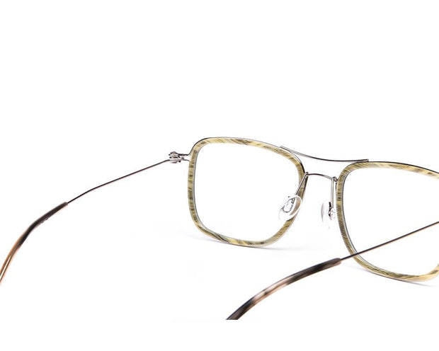 Square GREEN SHINE WITH SILVER Shell Frame SS10333 - (LENSES INCLUDED)*