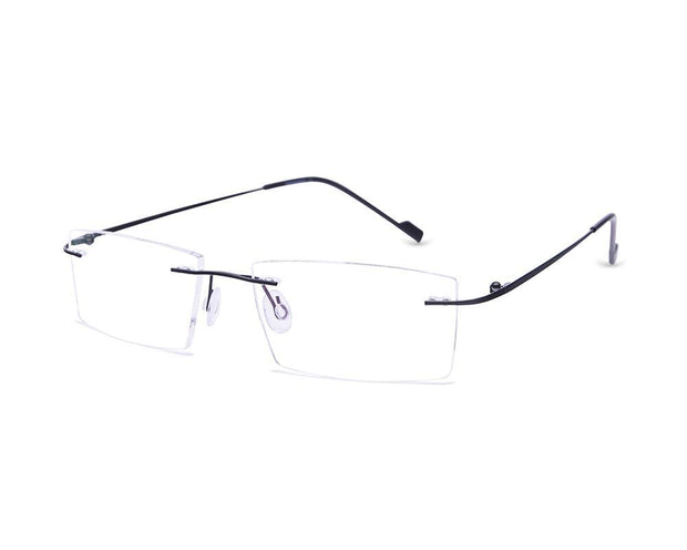 Rectangle Black Shine WITH BLACK Rimless Metal - (LENSES INCLUDED)*