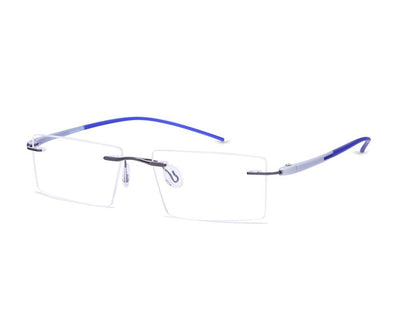 Rectangle Grey Metallic Shine WITH SILVER Rimless - (LENSES INCLUDED)*