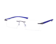 Rectangle Grey Metallic Shine WITH Blue Rimless Frame - (LENSES INCLUDED)*