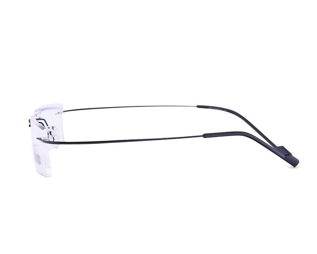 Rectangle Black Shine WITH BLACK Rimless Metal - (LENSES INCLUDED)*