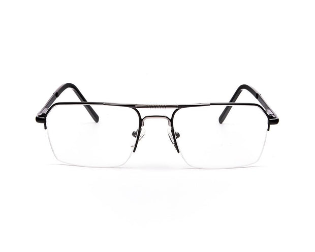 Specsmakers - Unisex DB Rectangle Half Frame - Grey Metallic Shine BLACK - ANF30578 - (LENSES INCLUDED)*