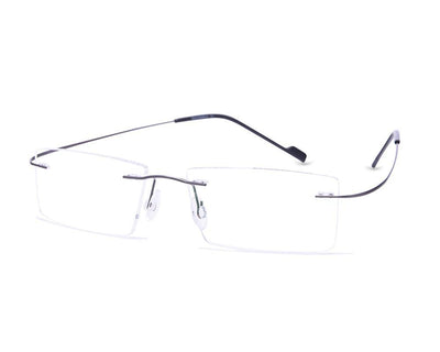 Rectangle Grey Metallic Shine WITH Grey Metallic Rimless Frame - (LENSES INCLUDED)*