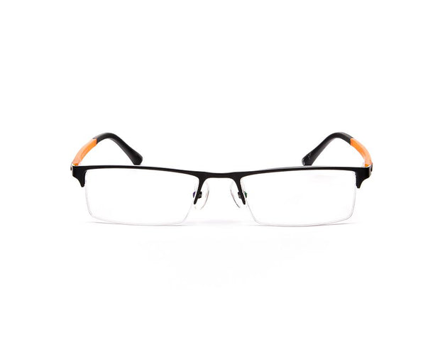Specsmakers - Unisex Rectangle Half Frame - Black Matt ORANGE - PEC88312 - (LENSES INCLUDED)*