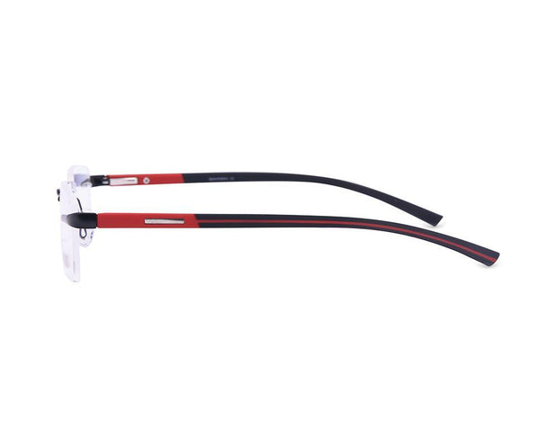 Rectangle Black Matt WITH Red Rimless Metal - (LENSES INCLUDED)*