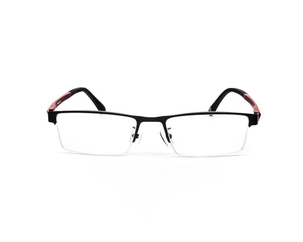 Specsmakers - Unisex Rectangle Half Frame - Black Matt Red - PEC88323 - (LENSES INCLUDED)*