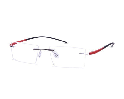 Rectangle Grey Metallic Shine WITH Red Rimless - (LENSES INCLUDED)*