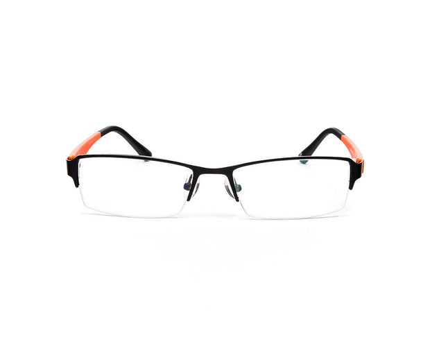Specsmakers - Unisex Rectangle Half Frame - Black Matt ORANGE - PEC88321 - (LENSES INCLUDED)*