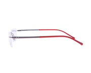 Rectangle Grey Metallic  Shine WITH Red Rimless Frame - (LENSES INCLUDED)*