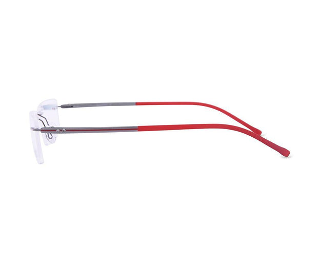 Rectangle Grey Metallic  Shine WITH Red Rimless Frame - (LENSES INCLUDED)*