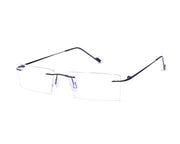 Rectangle Black Shine WITH BLACK Rimless Metal - (LENSES INCLUDED)*