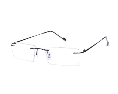 Rectangle Black Shine WITH BLACK Rimless Metal - (LENSES INCLUDED)*