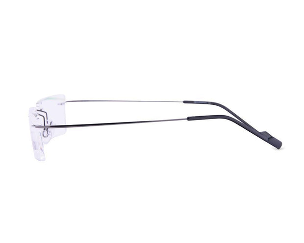 Rectangle Grey Metallic Shine WITH Grey Metallic Rimless Frame - (LENSES INCLUDED)*