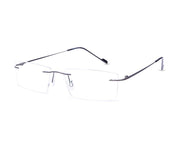 Rectangle Grey Metallic Shine WITH Grey Metallic Rimless Frame - (LENSES INCLUDED)*
