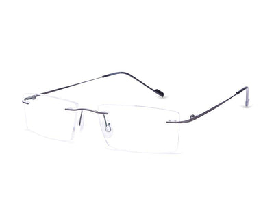 Rectangle Grey Metallic Shine WITH Grey Metallic Rimless Frame - (LENSES INCLUDED)*