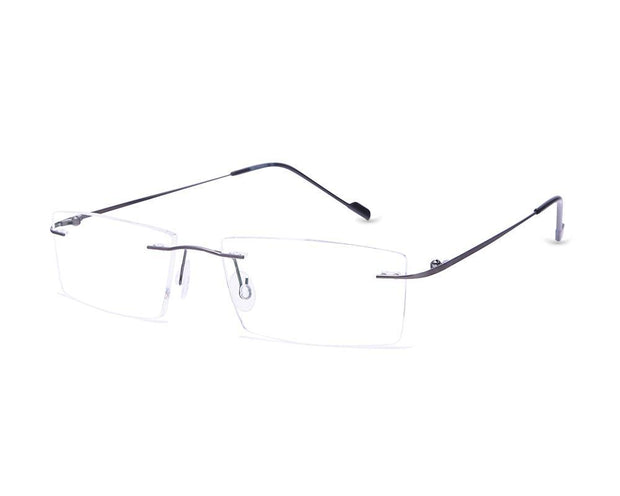 Rectangle Grey Metallic Shine WITH Grey Metallic Rimless Frame - (LENSES INCLUDED)*