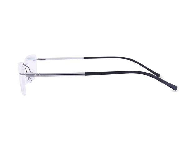 Rectangle Grey Metallic Shine WITH BLACK Rimless Frame - (LENSES INCLUDED)*