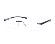 Rectangle Black Matt WITH BLACK Rimless Metal - (LENSES INCLUDED)*