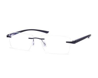 Rectangle Black Matt WITH BLACK Rimless Metal - (LENSES INCLUDED)*