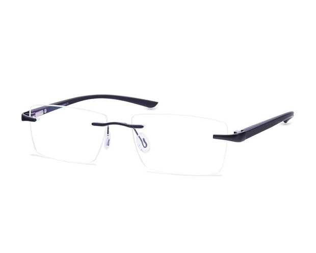 Rectangle Black Matt WITH BLACK Rimless Metal - (LENSES INCLUDED)*