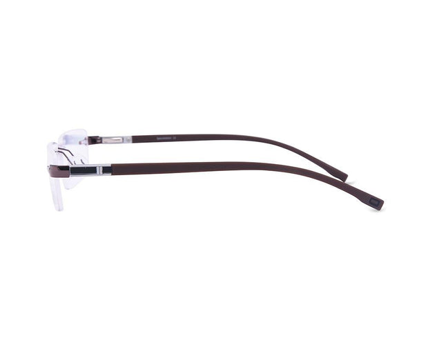 Rectangle Brown Shine WITH BLACK Rimless Metal - (LENSES INCLUDED)*