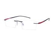 Rectangle Black Matt WITH Red Rimless Metal - (LENSES INCLUDED)*