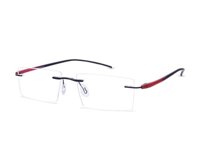 Rectangle Black Matt WITH Red Rimless Metal - (LENSES INCLUDED)*