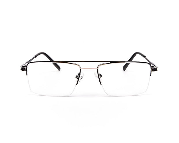 Specsmakers - Unisex DB Rectangle Half Frame - Grey Metallic Shine BLACK - ANF30413 - (LENSES INCLUDED)*