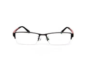 Specsmakers - Unisex Rectangle Half Frame - Black Matt Red - PEC88321 - (LENSES INCLUDED)*