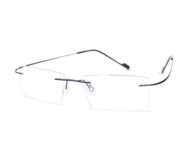 Rectangle Black Shine WITH BLACK Rimless Metal - (LENSES INCLUDED)*