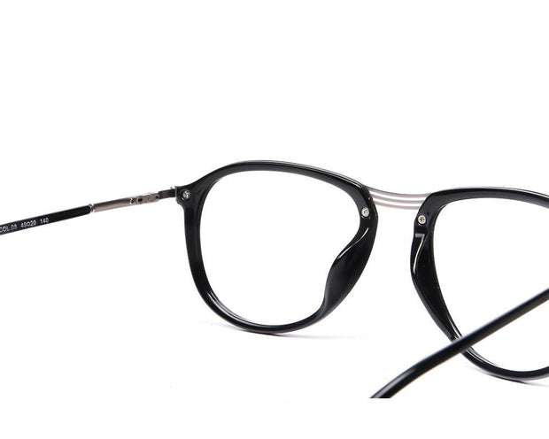 Oval Black Shine WITH SILVER Shell Frame SS10515 - (LENSES INCLUDED)*