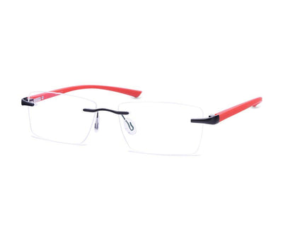 Rectangle Black Matt WITH Red Rimless Metal - (LENSES INCLUDED)*