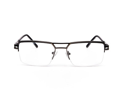 Specsmakers - Unisex DB Rectangle Half Frame - Black Matt SILVER - ANF30358 - (LENSES INCLUDED)*