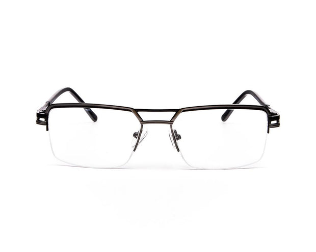 Specsmakers - Unisex DB Rectangle Half Frame - Black Matt SILVER - ANF30358 - (LENSES INCLUDED)*