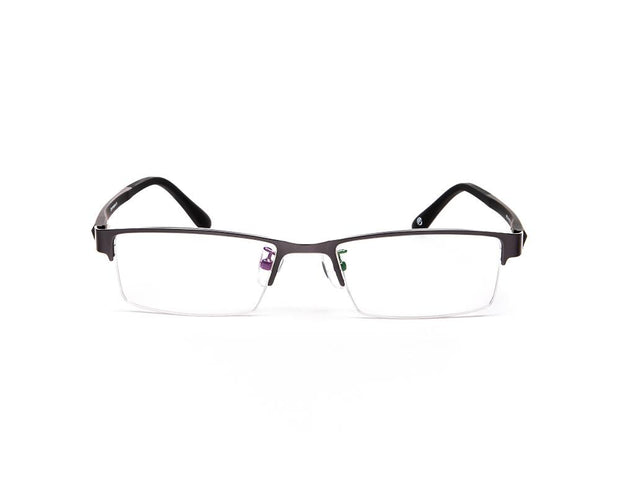 Specsmakers - Unisex Rectangle Half Frame - Grey Metallic Shine BLACK - PEC88324 - (LENSES INCLUDED)*