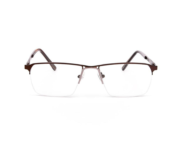 METAL  - HALF FRAME - BROWN MATT - RECTANGLE - ANF30580 - (Lenses Included)*