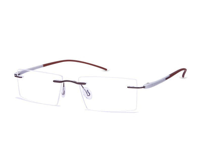 Rectangle Brown Shine WITH SILVER Rimless Metal - (LENSES INCLUDED)*