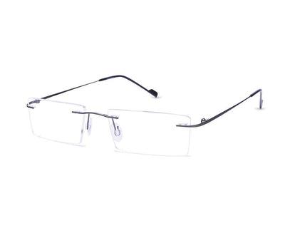 Rectangle Grey Metallic Shine WITH Grey Metallic Rimless Frame - (LENSES INCLUDED)*